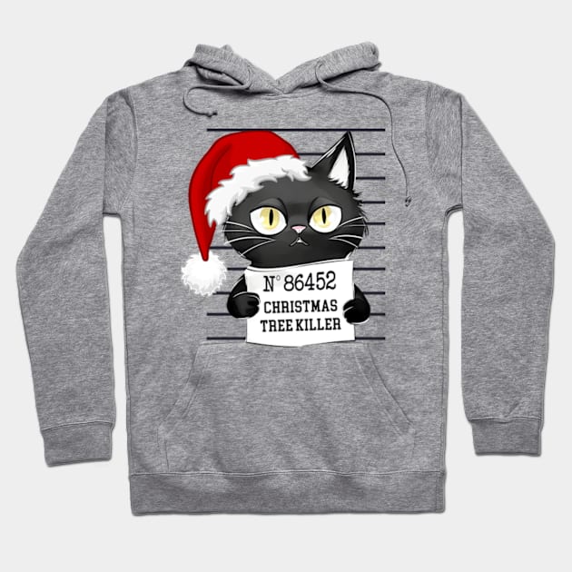 Cute Christmas Tree Killer Cat Hoodie by WebStarCreative